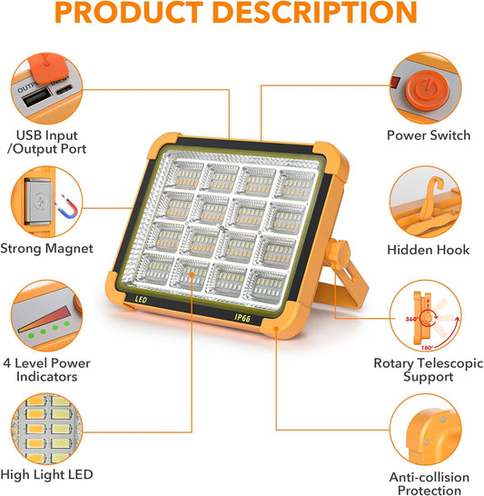 Portable Rechargeable Solar LED Floodlight